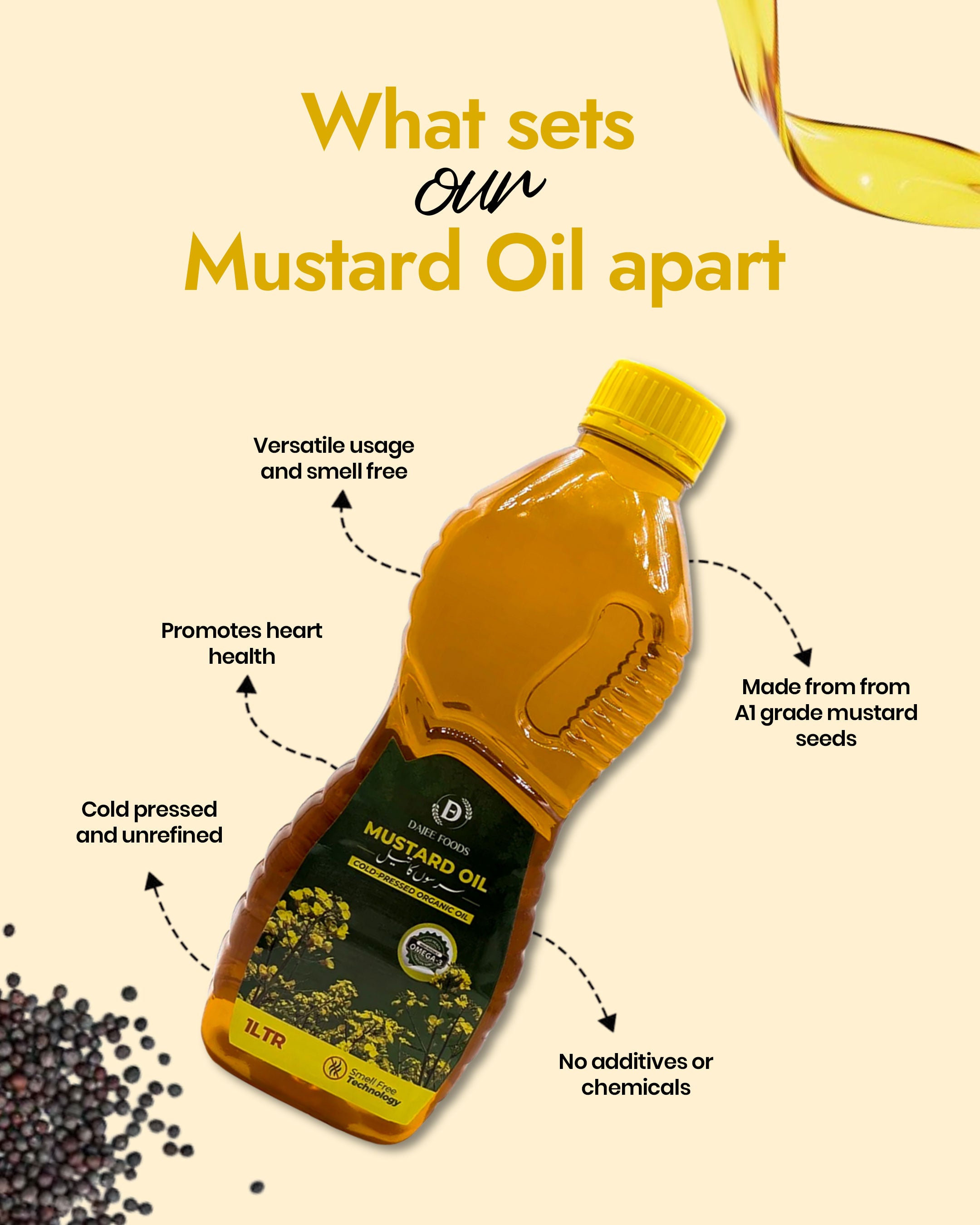Mustard (سرسوں) Oil | 100% Pure, Cold-Pressed & Unrefined