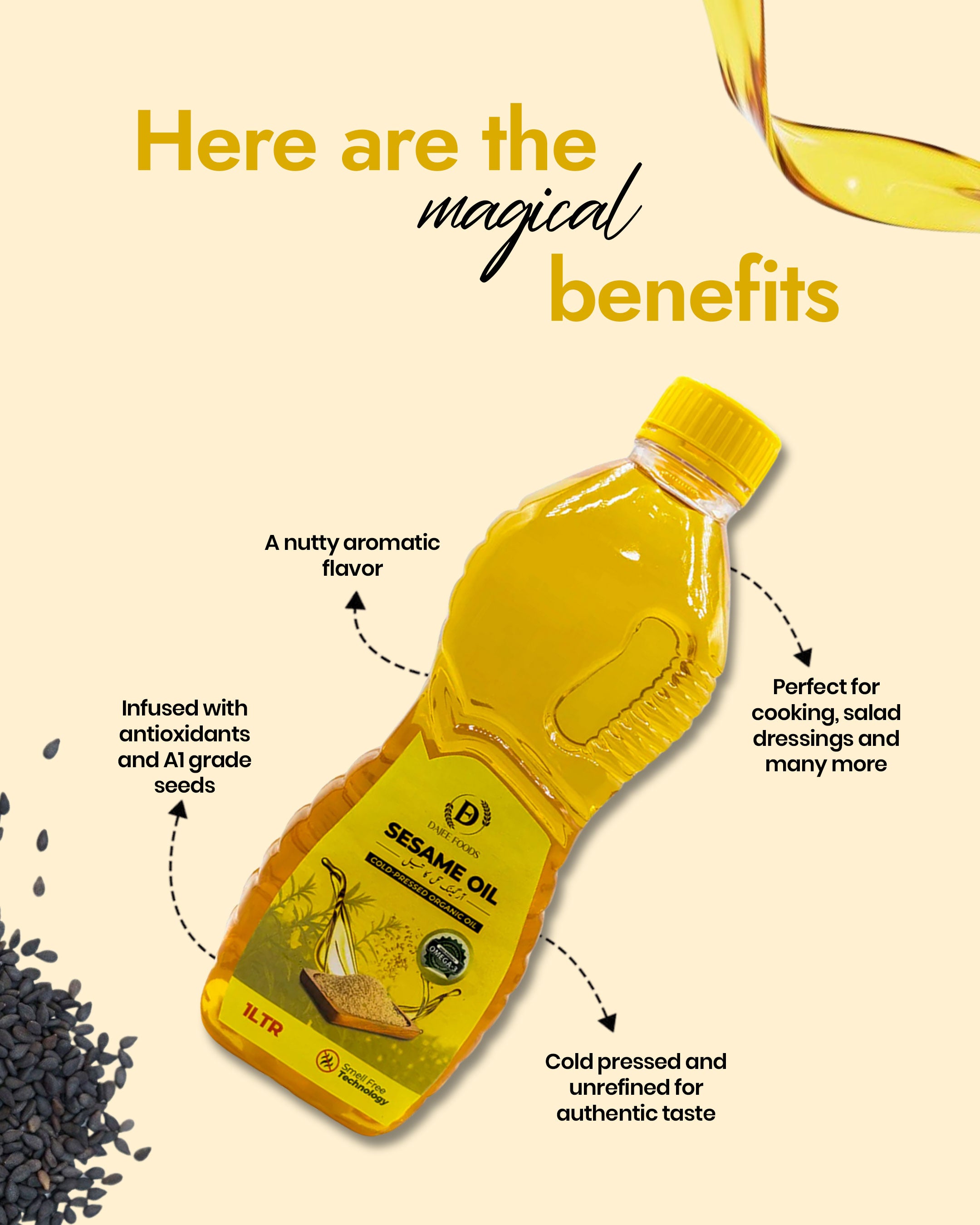 Sesame (تل) Oil | 100% Pure, Cold-Pressed & Unrefined