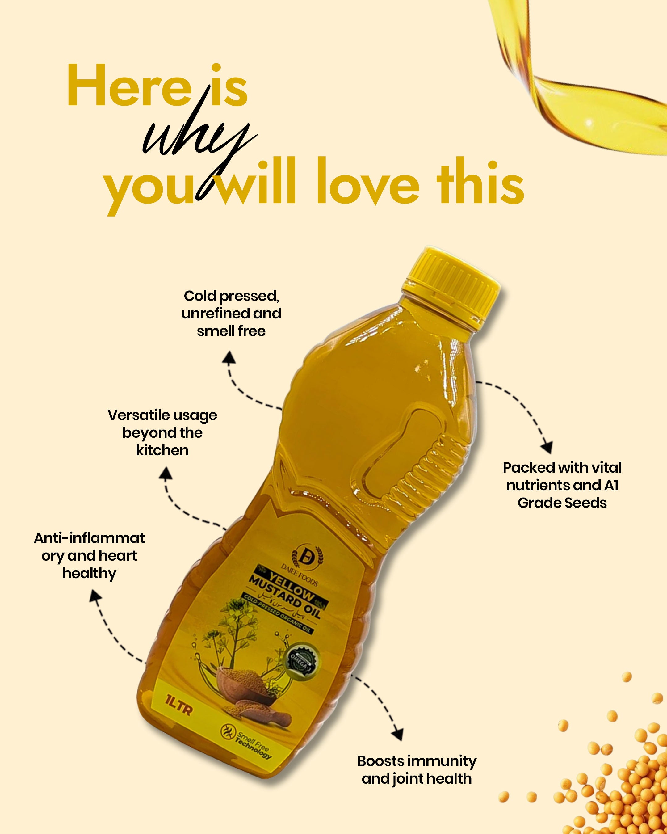 Yellow Mustard (سرسوں) Oil | 100% Pure, Cold-Pressed & Unrefined