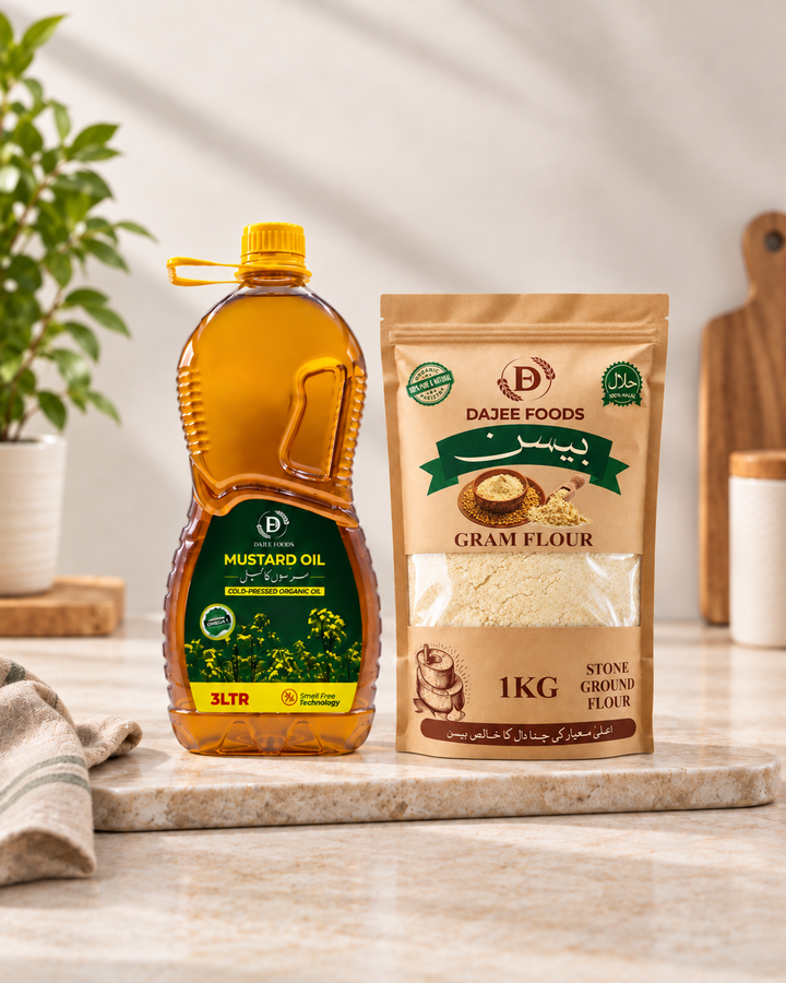 Mustard Oil (3 L) + Premium Gram Flour (1 kg Besan)