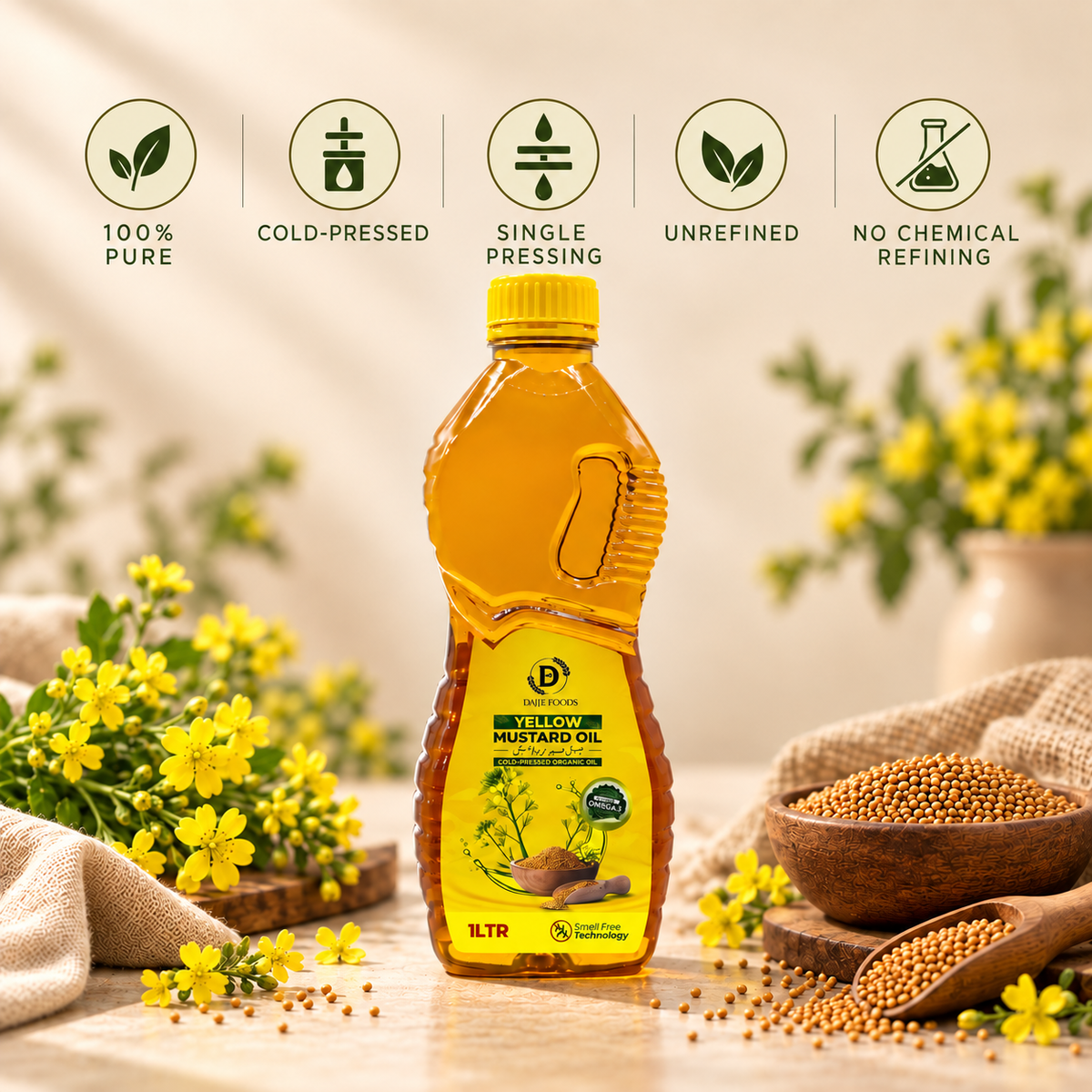 Yellow Mustard (سرسوں) Oil | 100% Pure, Cold-Pressed & Unrefined