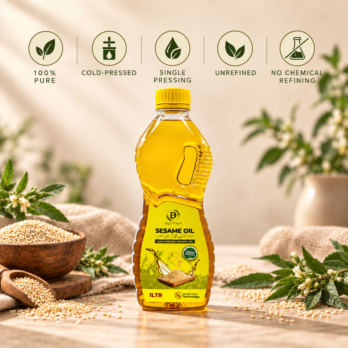 Sesame (تل) Oil | 100% Pure, Cold-Pressed & Unrefined