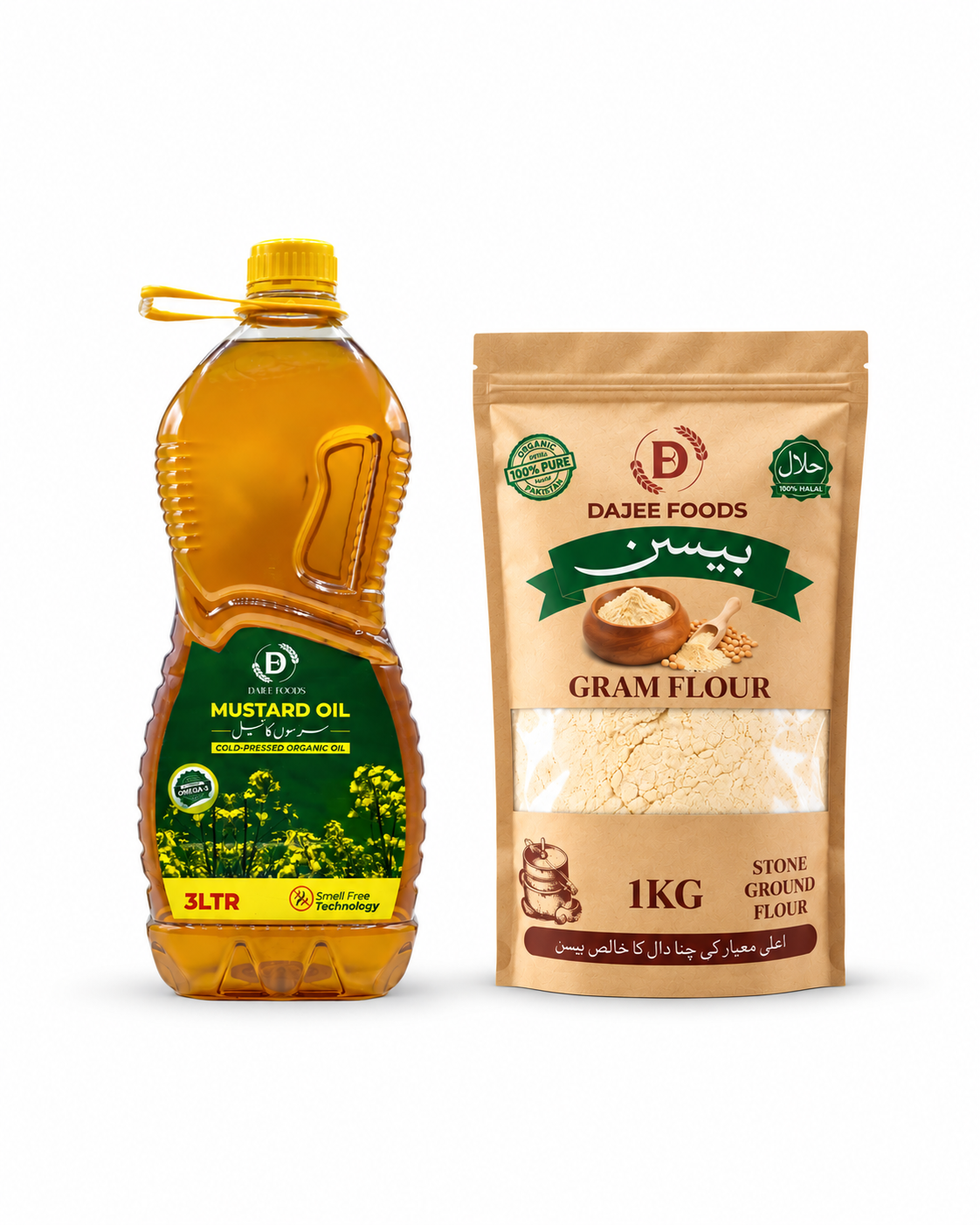 Mustard Oil (3 L) + Premium Gram Flour (1 kg Besan)