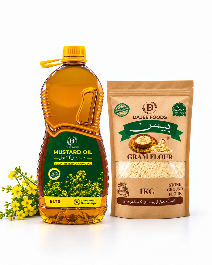 Mustard Oil (5 L) + Premium Gram Flour (Besan 1 kg)