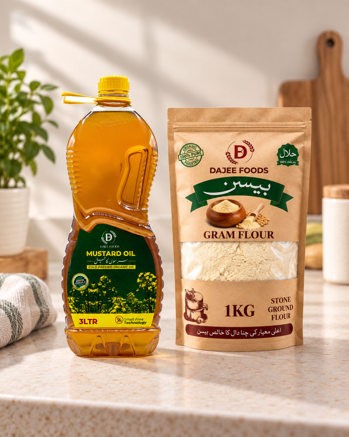 Mustard Oil (3 L) + Premium Gram Flour (1 kg Besan)